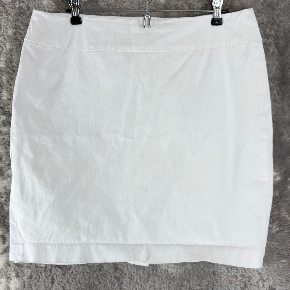 Christin Michaels Size 12 Minimalist Stretch Casual Mini Pencil Skirt White Zip